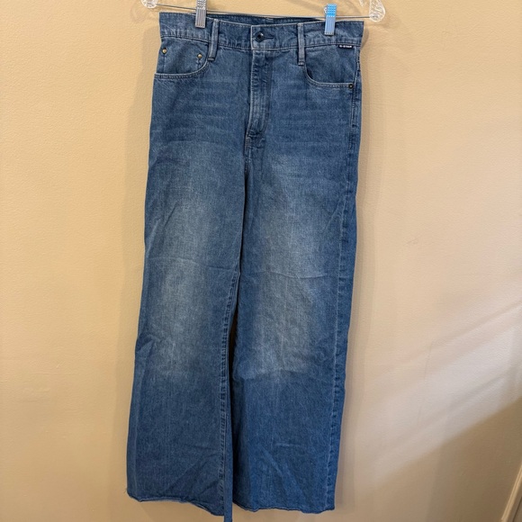 G-Star Women’s Jeans Ultra High Deck Wide Leg Raw Hem Size 27 Waist x 30 Length - Picture 3 of 16